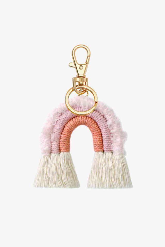 Fringe Trim Rainbow Key Chain