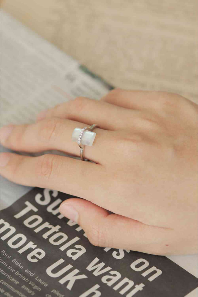 Natural Moonstone Platinum-Plated Ring