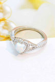 925 Sterling Silver Heart Opal Crisscross Ring