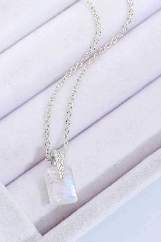 925 Sterling Silver Natural Moonstone Pendant Necklace