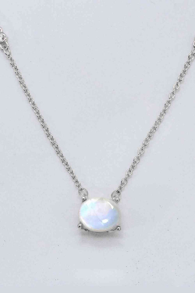 Geometric Moonstone Pendant Necklace