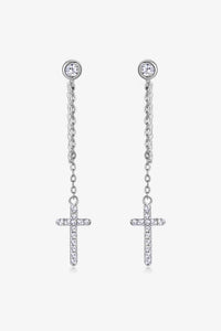 Moissanite 925 Sterling Silver Cross Earrings