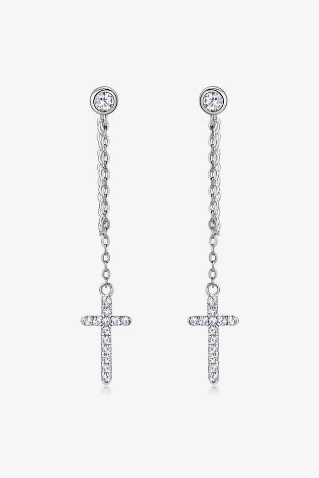 Moissanite 925 Sterling Silver Cross Earrings