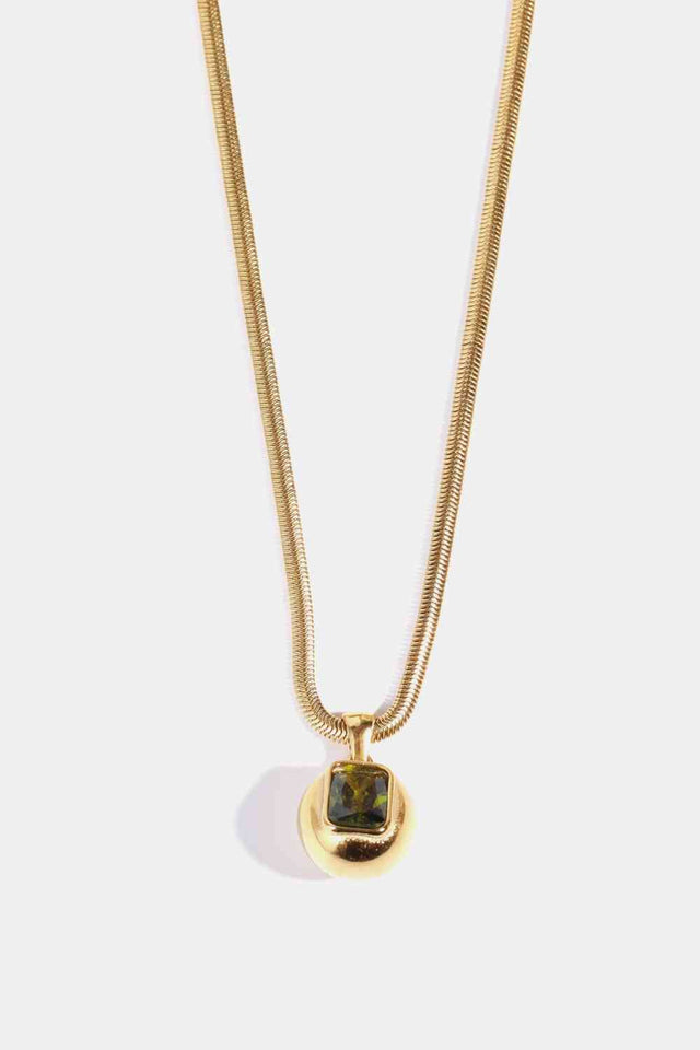 Zircon 18K Gold-Plated Geometrical Shape Pendant Necklace