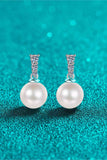 Moissanite Pearl Drop Earrings