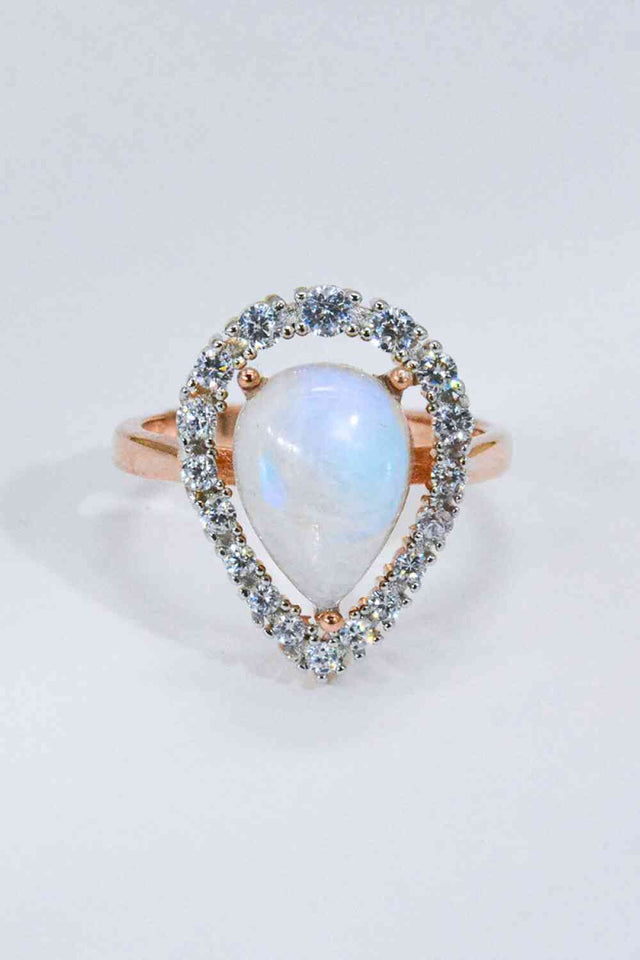 Moonstone Teardrop-Shaped 925 Sterling Silver Ring