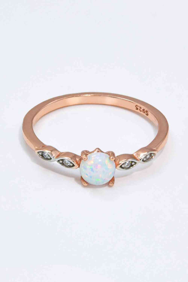 Opal Contrast Platinum-Plated Ring